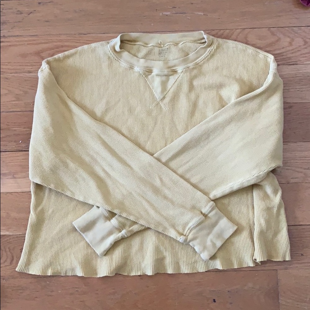 Cropped yellow waffle top